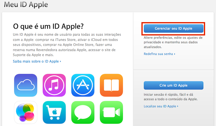 Acessando o site Meu ID Apple (Foto: Reprodução/Edivaldo Brito)