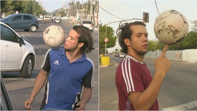 Venezuelano do Futebol Freestyle dá show nos semáforos de Boa Vista (RR) (Foto: Reprodução/Rede Amazônica RR) Venezuelano do Futebol Freestyle dá show nos semáforos de Boa Vista (RR) (Foto: Reprodução/Rede Amazônica RR)