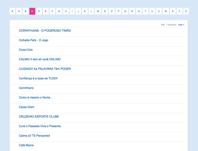 Lista de comunidades do arquivo de comunidades do Orkut (Foto: Reprodução/André Sugai)