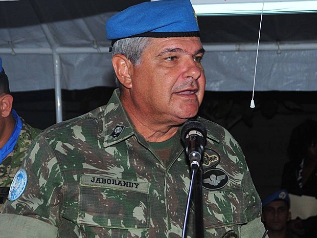 General Jaborandy discursa durante evento no Haiti (Foto: UN)