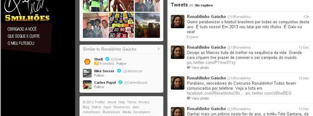 Ronaldinho Gaúcho destaca ano de conquistas do futebol brasileiro (Foto: Reprodução / Twitter)