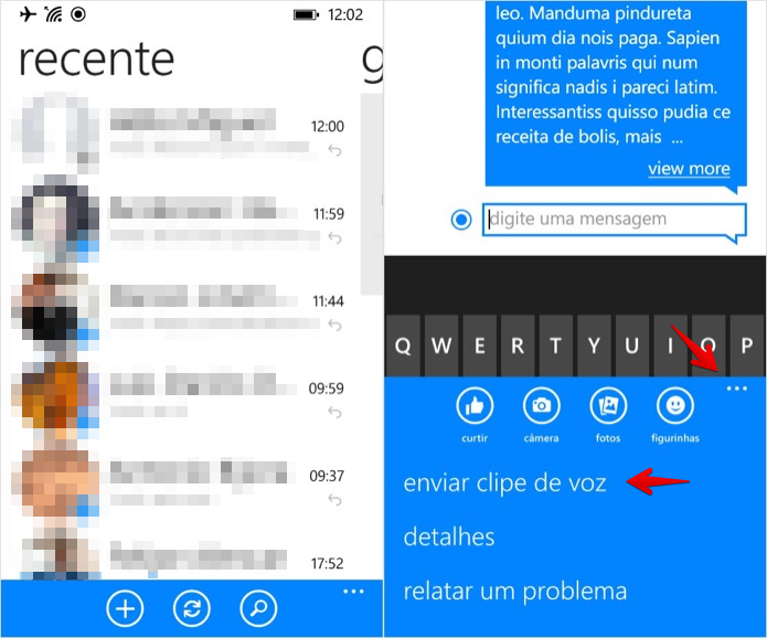 Enviando mensagem de voz no Messenger (Foto: Reprodução/Helito Bijora) Enviando mensagem de voz no Messenger (Foto: Reprodução/Helito Bijora)