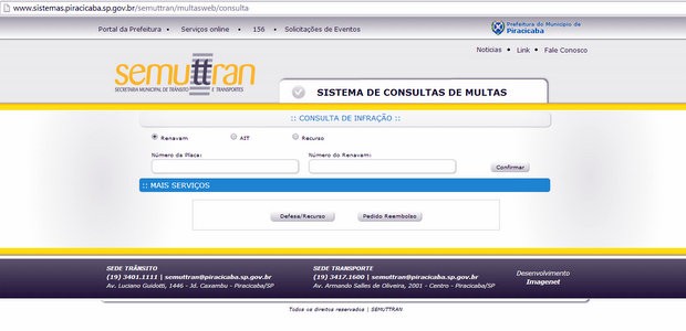 Com 6,6 mil multas/mês, Secretaria de Trânsito de Piracicaba cria site que permite recursos online (Foto: Reprodução)