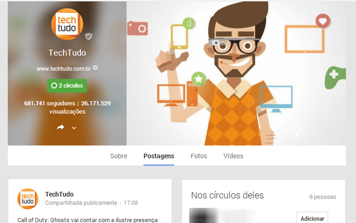 Google+ também exibe as visualizações dos perfis de amigos e figuras públicas, mas recurso pode ser desativado (Foto: Reprodução/Elson de Souza)