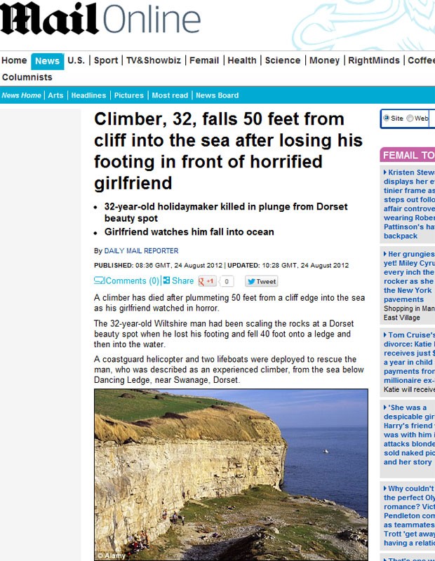 Alpinista morreu ao cair de encosta no Reino Unido (Foto: Reprodução)