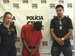 Polícia Civil apresentou homem que estuprou duas vítimas (Foto: Juliana Gorayeb/G1)