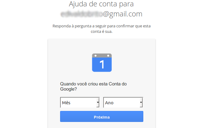 Respondendo as perguntas para confirmar a propriedade da conta (Foto: Reprodução/Edivaldo Brito)