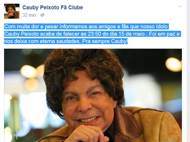 Cauby (Foto: Reprodução/ Facebook) Cauby (Foto: Reprodução/ Facebook)