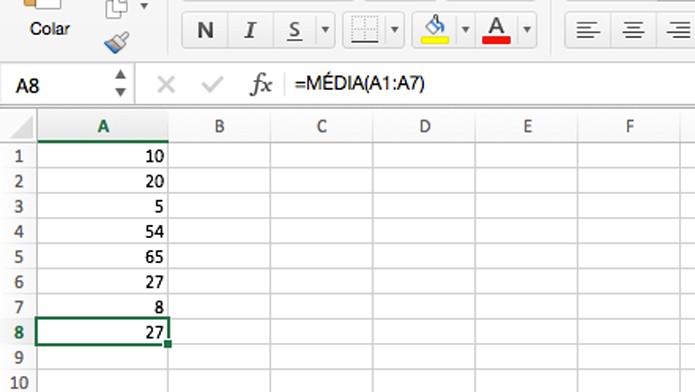 Fórmula para calcular a média (Foto: Reprodução/André Sugai)