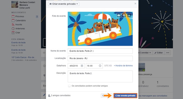 Crie o evento duplicado no Facebook (Foto: Reprodução/Barbara Mannara)