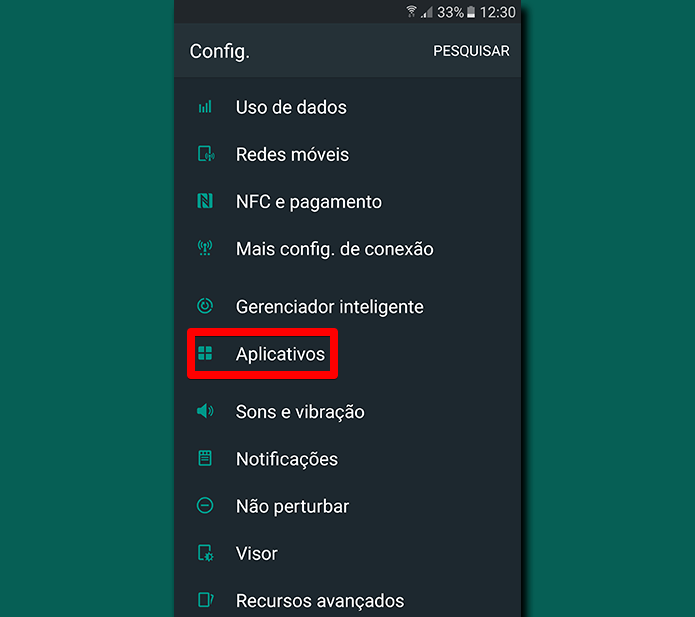 Se o Android do seu S7 não está atualizado, as Configurações do Google estarão dentro de Aplicativos (Foto: Reprodução/Filipe Garrett)