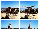 Correção: Fabiana Sá mostra elasticidade na praia