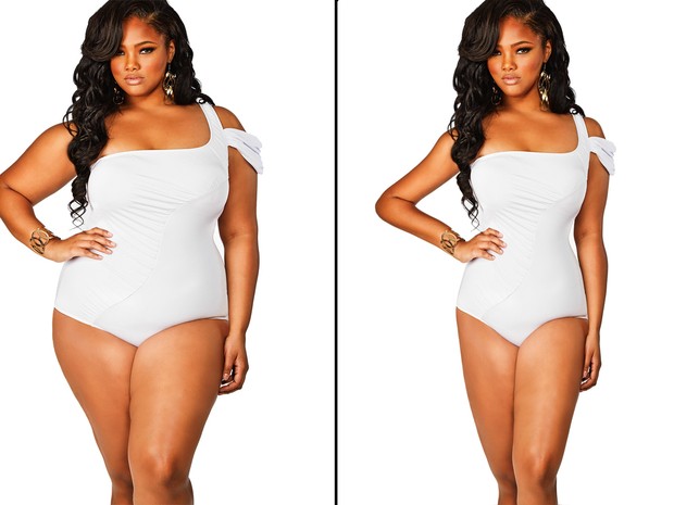 Mais uma foto de 'antes e depois' feito no Photoshop e publicada na página 'Thinner Beauty' (Foto: Reprodução/Reddit/tofuya) Mais uma foto de 'antes e depois' feito no Photoshop e publicada na página 'Thinner Beauty' (Foto: Reprodução/Reddit/tofuya)