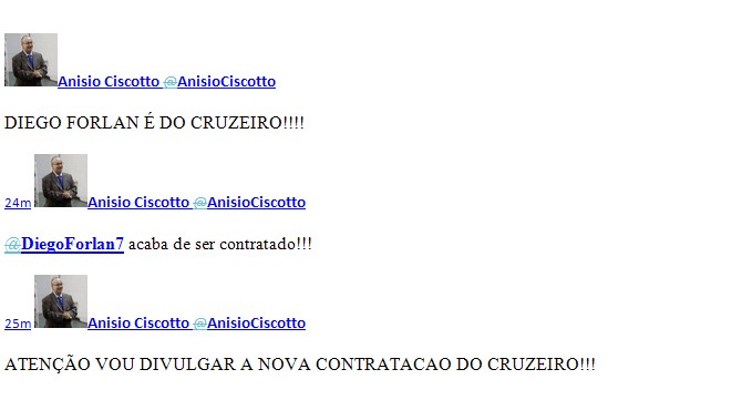 Twitter de conselheiro do Cruzeiro é invadido (Foto: Reprodução / Twitter)