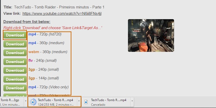 Escolha o formato e qualidade que preferir e conclua no botão de download para salvar no PC (Foto: Reprodução/Barbara Mannara)