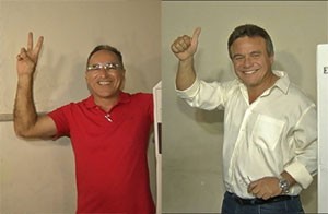 Edmilson e Zenaldo durante a votação deste domingo. (Foto: G1 PA)