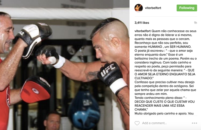 Vitor Belfort; aposentadoria; instagram (Foto: Reprodução/ Instagram) Vitor Belfort; aposentadoria; instagram (Foto: Reprodução/ Instagram)