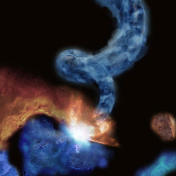Colisão de nuvens moleculares cria 'espiral' no espaço (Foto: © Keio University/ National Astronomical Observatory of Japan/Divulgação)