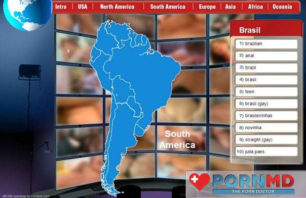 Infográfico interativo da ferramenta de busca de pornografia na internet PornMD (Foto: Reprodução)