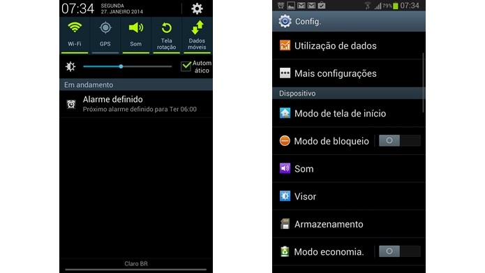 Selecione o brilho configurado em sua barra de notificações ou desligue o Modo de Economia para que a tela de seu browser pare de escurecer (Foto: Reprodução/Daniel Ribeiro)