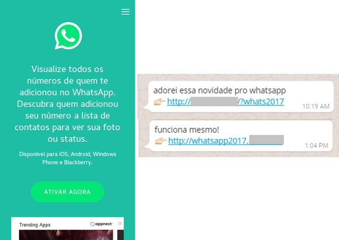 Novo golpe do WhatsApp promete mostrar quem te adicionou no mensageiro (Foto: Divulgação/ESET) Novo golpe do WhatsApp promete mostrar quem te adicionou no mensageiro (Foto: Divulgação/ESET)