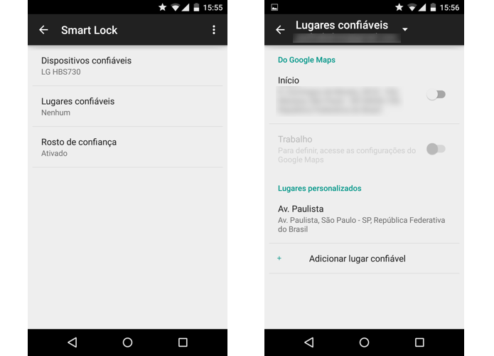 Nova funcionalidade se junta a Bluetooth, NFC e reconhecimento facial Android 5.0 desbloqueia a tela dependendo da localização do usuário (Foto: Reprodução/Paulo Alves)