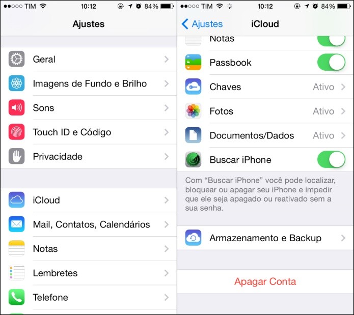 Acessando as configurações de backup no iCloud (Foto: Reprodução/Helito Bijora)