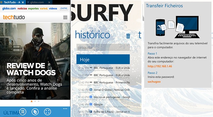 Surfy é um navegador bastante completo para Windows Phone 8 e 8.1 (Foto: Reprodução/Elson de Souza)