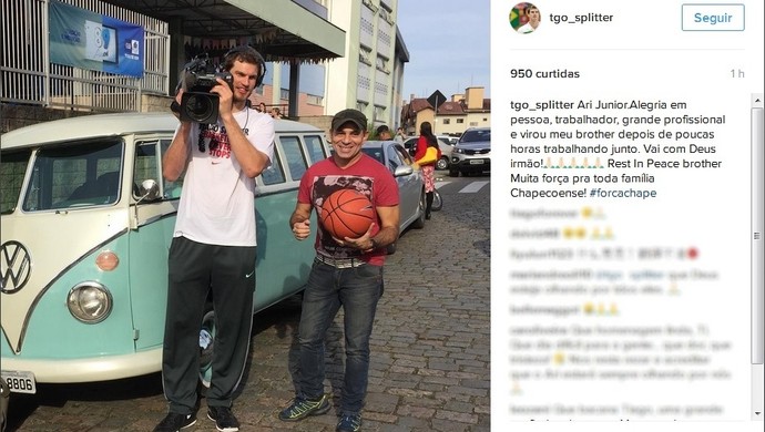 Thiago Splitter posta homenagem ao cinegrafista Ari Júnior (Foto: Reprodução/Instagram)