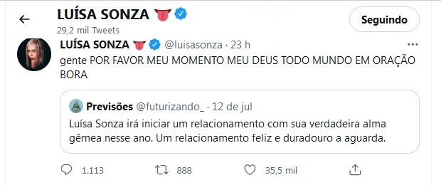 Post de Luísa Sonza (Foto: Reprodução/Twitter)