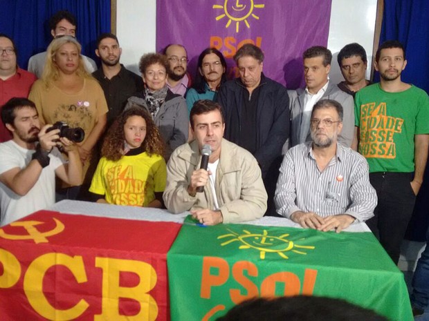 Freixo no lançamento de sua campanha junto com o PCB - Partido Comunista Brasileiro, partido que o apoia desde o 1° turno