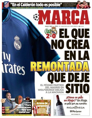 Capa do jornal Marca derrota Real Madrid (Foto: ReproduÃƒÂ§ÃƒÂ£o)