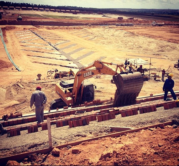 Estádio Barretão está sendo construído no município de Ceará-Mirim, na Grande Natal (Foto: Alan Oliveira/Divulgação)