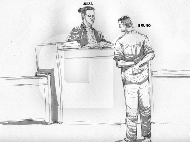 06/03/2013 - Bruno conversa com a juíza Marixa durante depoimento (Foto: Léo Aragão/G1)