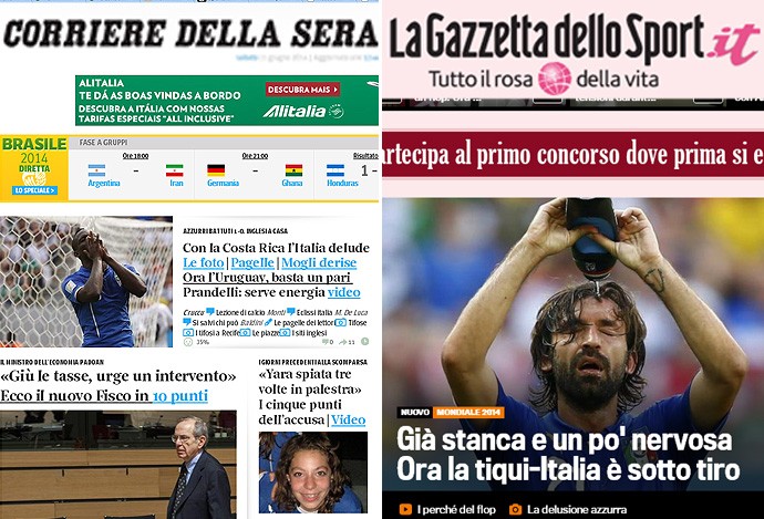 jornais italia derrota costa rica (Foto: Reprodução )