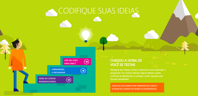 Projeto oferece três diferentes etapas de curso (Foto: Reprodução/Microsoft) Projeto oferece três diferentes etapas de curso (Foto: Reprodução/Microsoft)