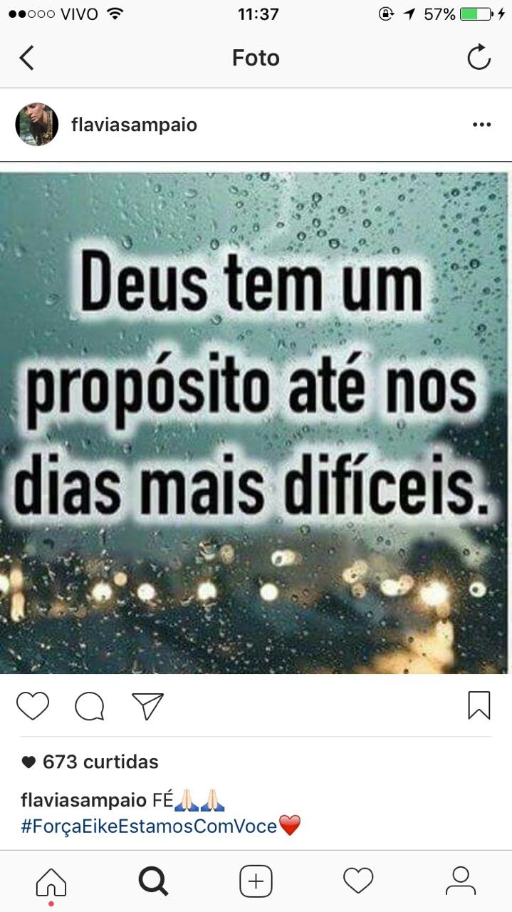 Post de mulher de Eike em rede social: “Deus tem um propósito até nos