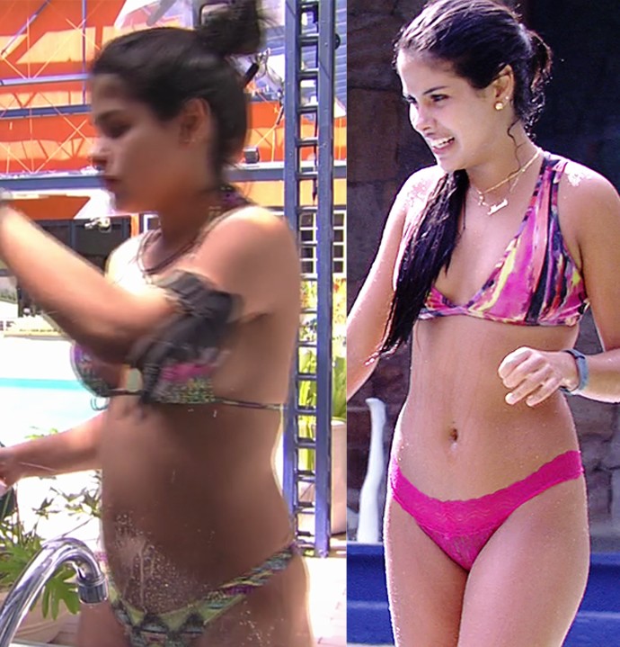 À esquerda, Munik ganhou novo shape na reta final; e à esquerda, no início do BBB (Foto: TV Globo)