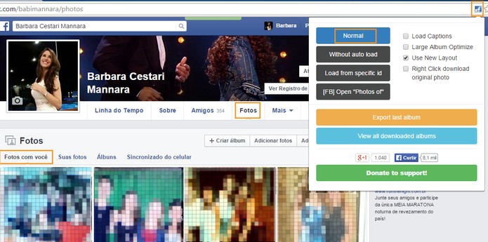 Acesse o Facebook e selecione o álbum que contém as fotos marcadas (Foto: Reprodução/Barbara Mannara)