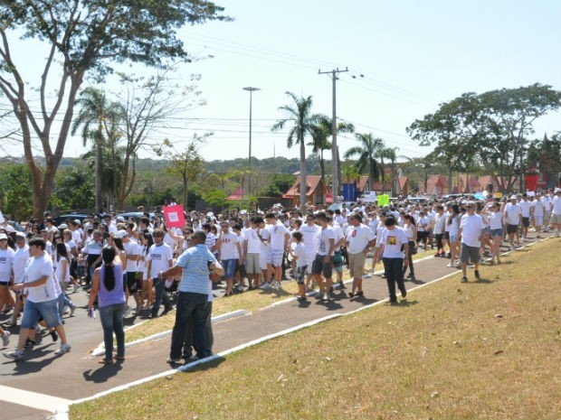 Caminhada foi organizada pelas redes sociais e contou com a participação de 2 mil pessoas (Foto: Aliny Mary Dias/G1 MS)