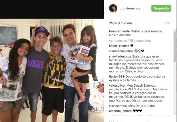 Fernanda Brum presta homenagem a Matheus Oliveira, filho de Eyshila (Foto: Reprodução / Instagram)