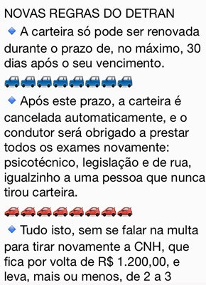 Mensagem sobre multas que circula nas redes (Foto: Reprodução)