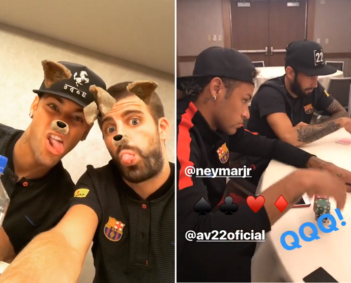BLOG: Após postagem polêmica, Piqué faz graça ao lado de Neymar em mesa de pôquer