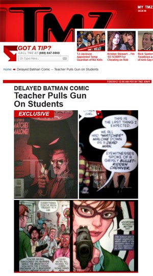 HQ de Batman com professora apontando arma para alunos (Foto: Reprodução/TMZ.com)