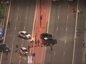 Motoristas retornam pela ciclovia da Avenida Paulista (Foto: Reprodução/TV Globo)