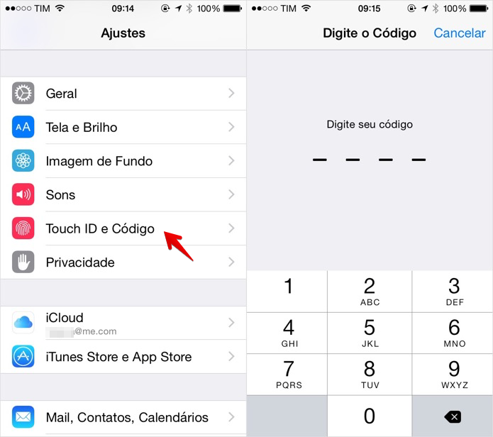 Acesse as configurações do Touch ID (Foto: Reprodução/Helito Bijora)