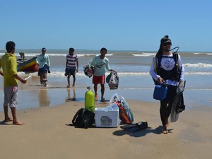 Momento em que pescadores chegaram a Pedra do Sal, no Piauí (Foto: Vinícius França/Comissão Ilha Ativa)