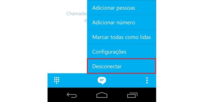 Opção Desconectar em destaque no menu do Skype (Foto: Reprodução/ Raquel Freire)