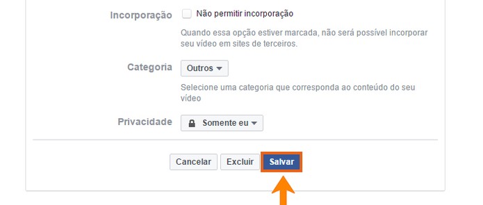 Salve as modificações no vídeo do Facebook (Foto: Reprodução/Barbara Mannara)
