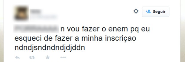 Candidato reclama no Twitter depois de ficar de fora do Enem (Foto: Reprodução/Twitter)
